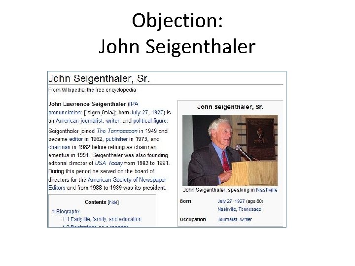 Objection: John Seigenthaler 