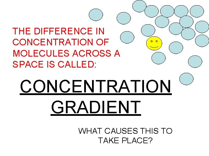 THE DIFFERENCE IN CONCENTRATION OF MOLECULES ACROSS A SPACE IS CALLED: CONCENTRATION GRADIENT WHAT