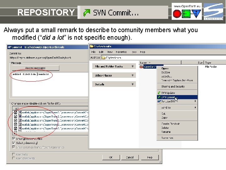 REPOSITORY commit Always put a small remark to describe to comunity members what you