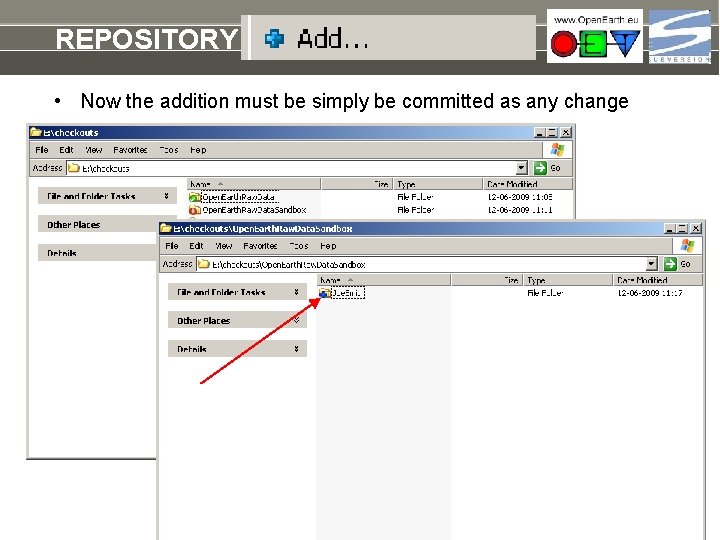 REPOSITORY add a raw dataset • Now the addition must be simply be committed