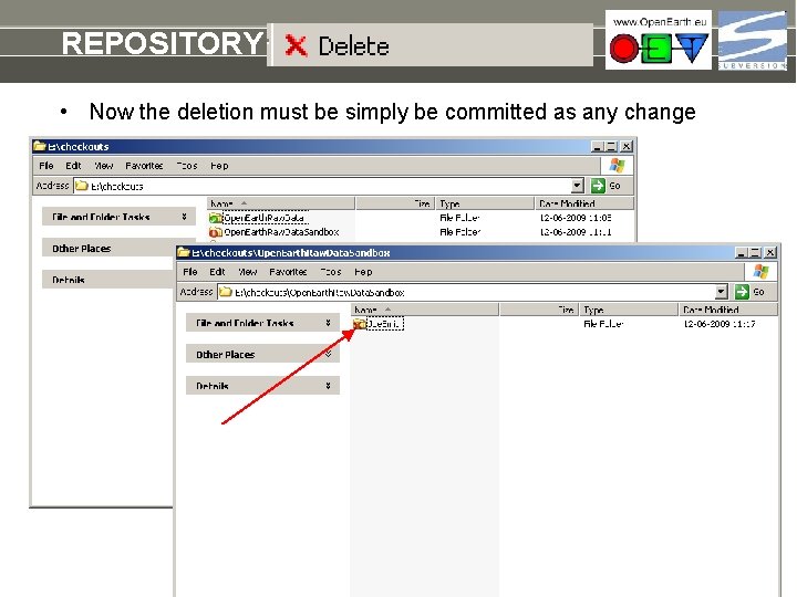 REPOSITORY add a raw dataset • Now the deletion must be simply be committed