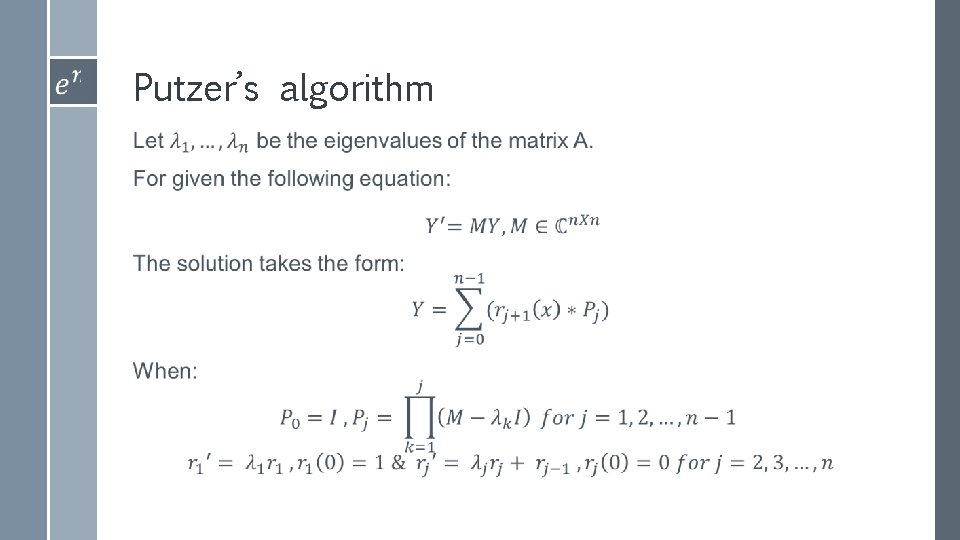 Putzer’s algorithm › 