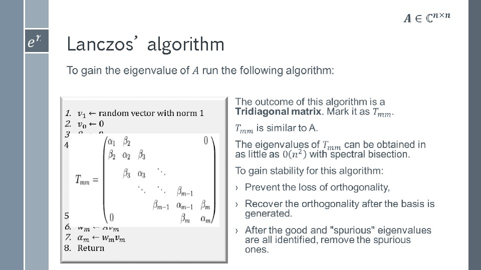 Lanczos’ algorithm › 