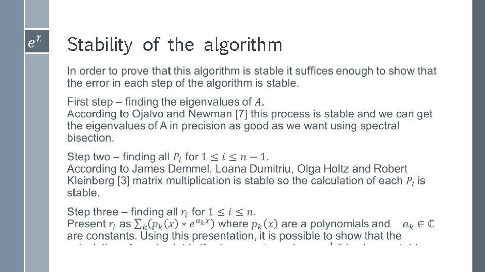Stability of the algorithm › 
