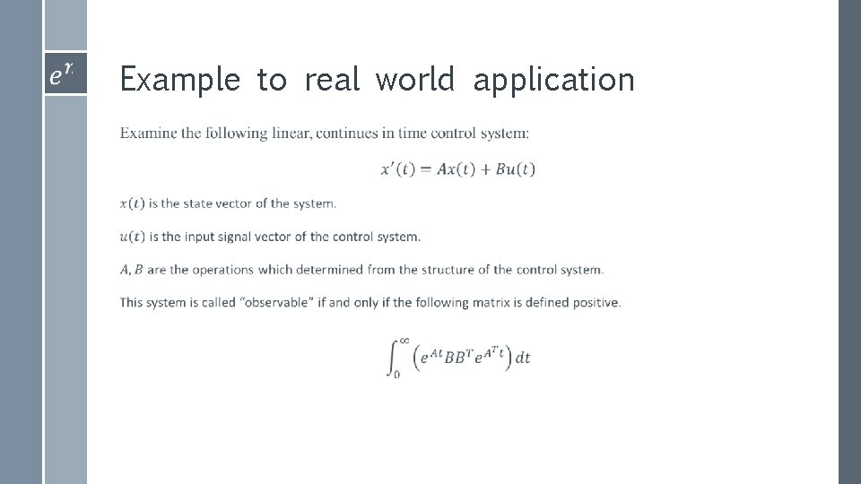 Example to real world application 