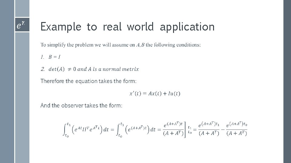 Example to real world application 