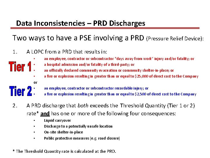 Data Inconsistencies – PRD Discharges Two ways to have a PSE involving a PRD