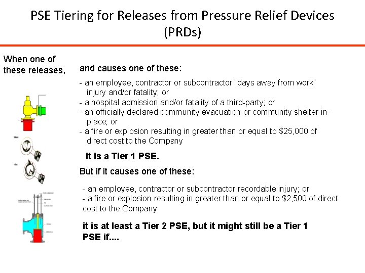 PSE Tiering for Releases from Pressure Relief Devices (PRDs) When one of these releases,