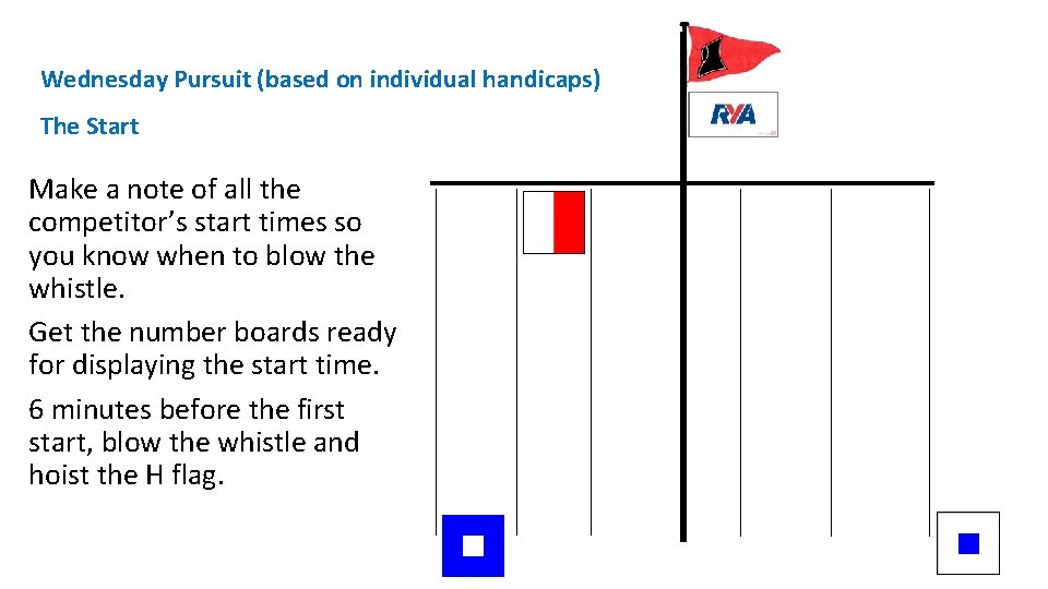 Wednesday Pursuit (based on individual handicaps) The Start Make a note of all the