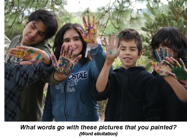 What words go with these pictures that you painted? (Word elicitation) 