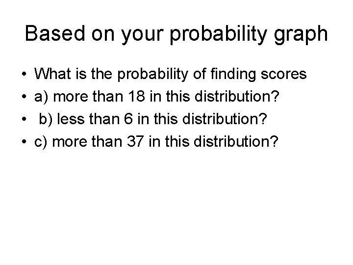 Based on your probability graph • • What is the probability of finding scores