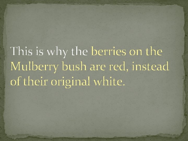 This is why the berries on the Mulberry bush are red, instead of their