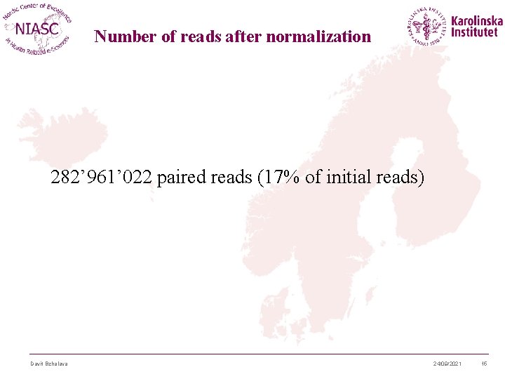 Number of reads after normalization 282’ 961’ 022 paired reads (17% of initial reads)