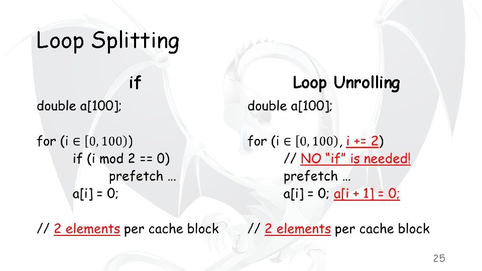 Loop Splitting if • Loop Unrolling • 25 
