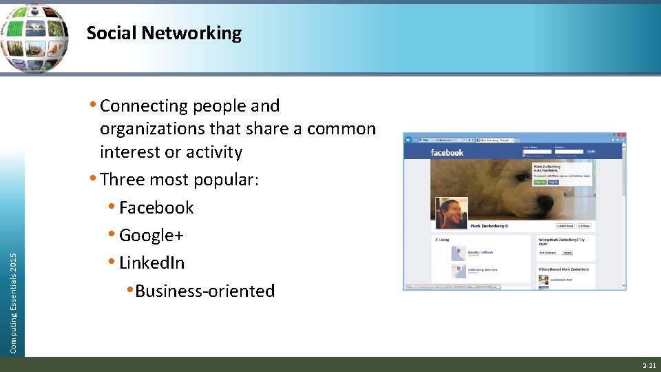 Social Networking Computing Essentials 2015 • Connecting people and organizations that share a common