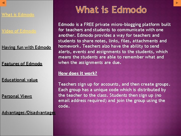 What is Edmodo Video of Edmodo Having fun with Edmodo Features of Edmodo What