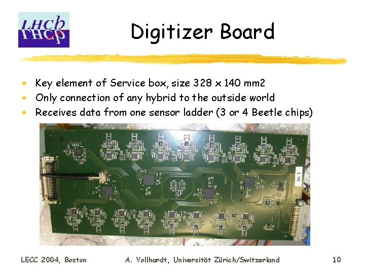 Digitizer Board · Key element of Service box, size 328 x 140 mm 2