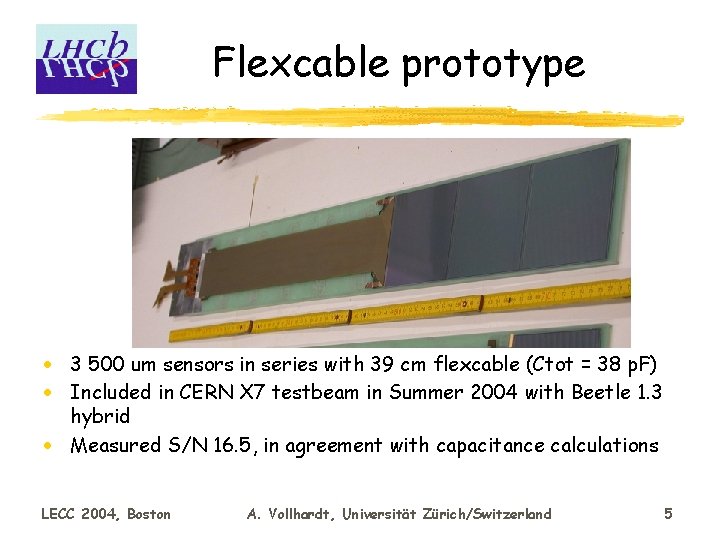 Flexcable prototype · 3 500 um sensors in series with 39 cm flexcable (Ctot