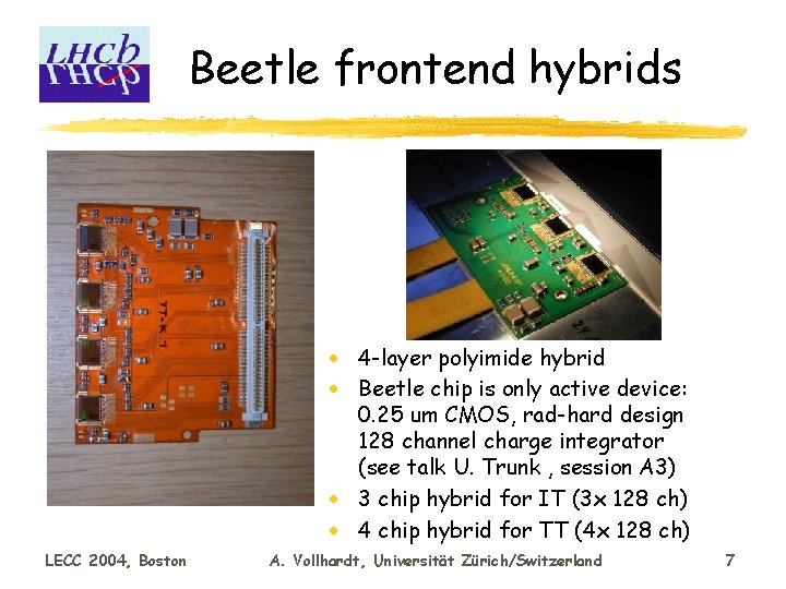 Beetle frontend hybrids · 4 -layer polyimide hybrid · Beetle chip is only active