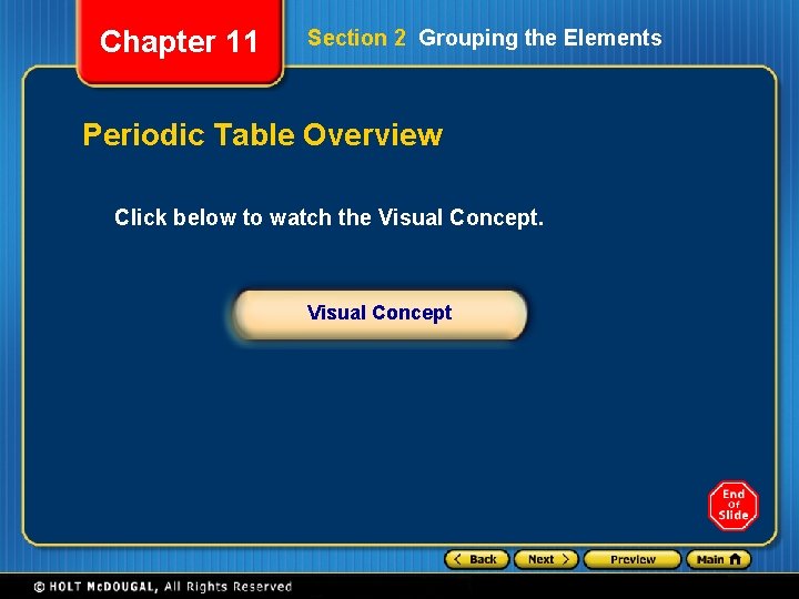 Chapter 11 Section 2 Grouping the Elements Periodic Table Overview Click below to watch