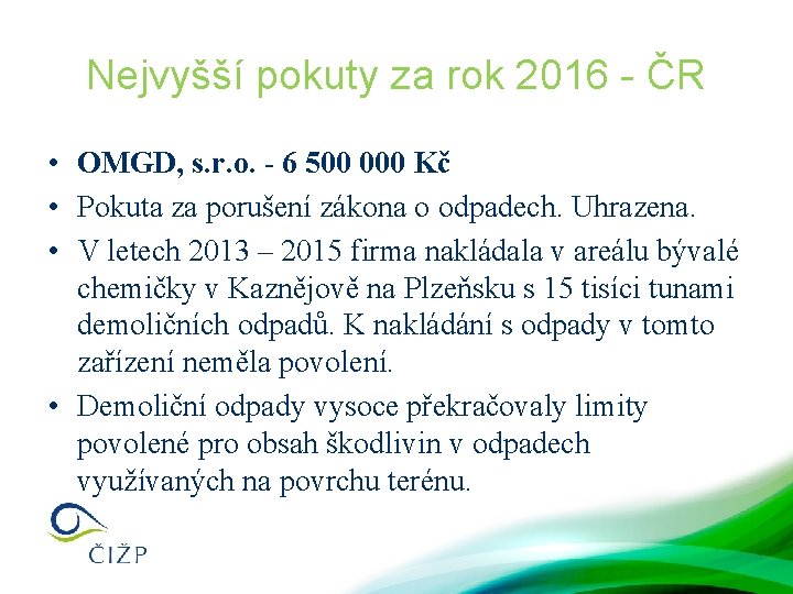 Nejvyšší pokuty za rok 2016 - ČR • OMGD, s. r. o. - 6