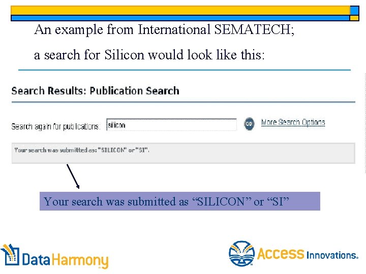 An example from International SEMATECH; a search for Silicon would look like this: Your