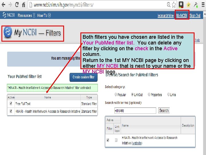 Both filters you have chosen are listed in the Your Pub. Med filter list.