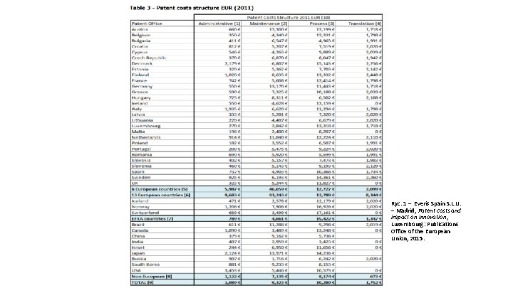 Ryc. 1 – Everis Spain S. L. U. – Madrid, Patent costs and impact