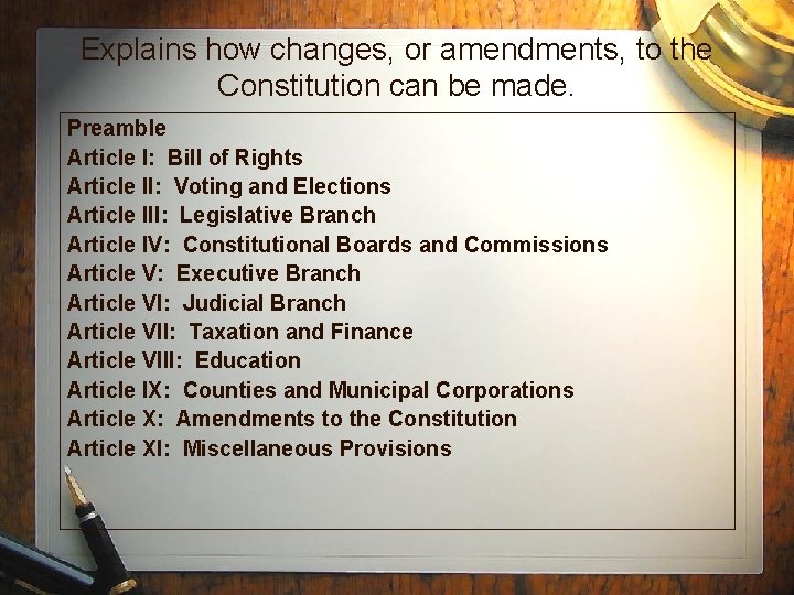 The Basic Structure of the state constitution
