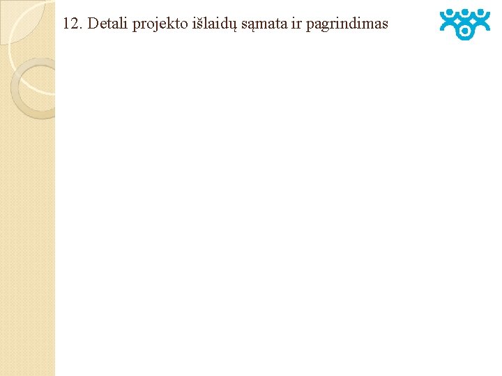 12. Detali projekto išlaidų sąmata ir pagrindimas 