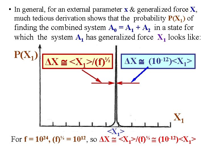 • In general, for an external parameter x & generalized force X, much