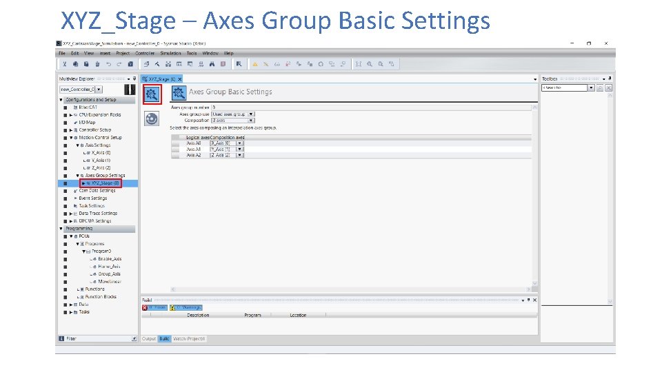 XYZ_Stage – Axes Group Basic Settings 