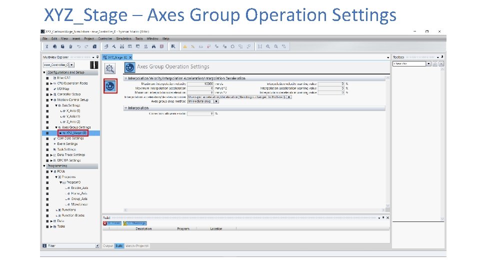 XYZ_Stage – Axes Group Operation Settings 