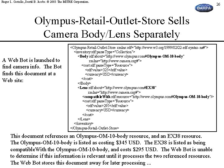 Roger L. Costello, David B. Jacobs. © 2003 The MITRE Corporation. Olympus-Retail-Outlet-Store Sells Camera