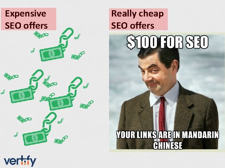 Expensive SEO offers Really cheap SEO offers 