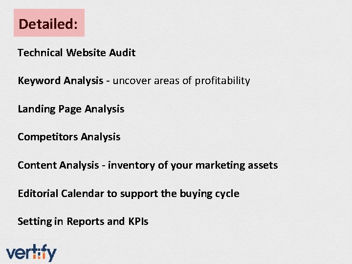 Detailed: Technical Website Audit Keyword Analysis - uncover areas of profitability Landing Page Analysis