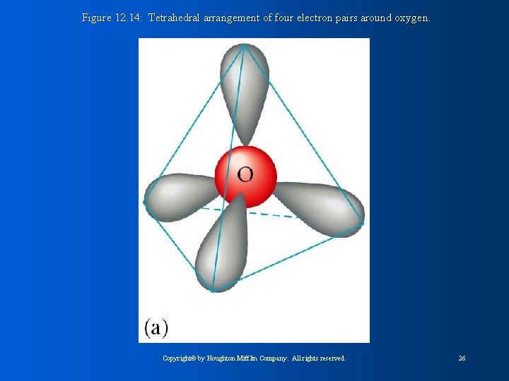 Figure 12. 14: Tetrahedral arrangement of four electron pairs around oxygen. Copyright© by Houghton