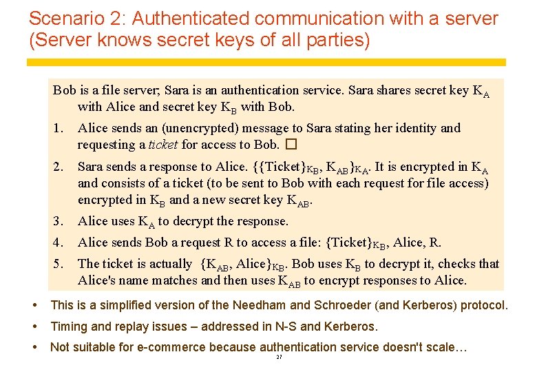 Scenario 2: Authenticated communication with a server (Server knows secret keys of all parties)