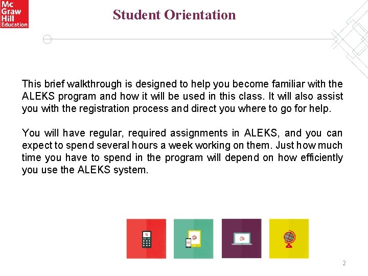 Student Orientation This brief walkthrough is designed to help you become familiar with the