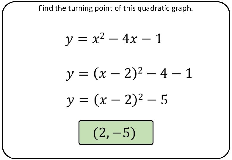 Find the turning point of this quadratic graph. 