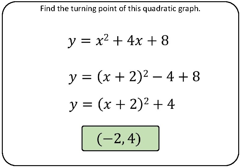 Find the turning point of this quadratic graph. 