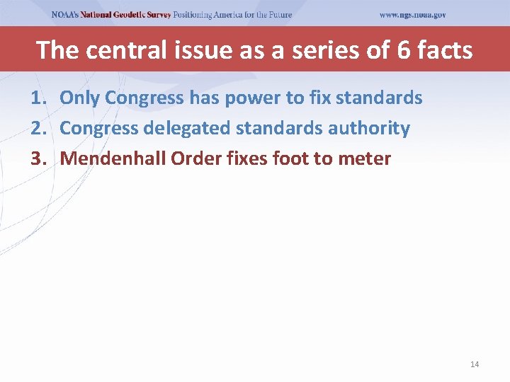 The central issue as a series of 6 facts 1. Only Congress has power The central issue as a series of 6 facts 1. Only Congress has power