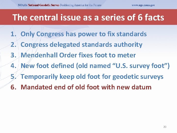 The central issue as a series of 6 facts 1. 2. 3. 4. 5. The central issue as a series of 6 facts 1. 2. 3. 4. 5.