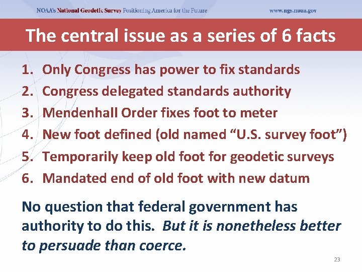 The central issue as a series of 6 facts 1. 2. 3. 4. 5. The central issue as a series of 6 facts 1. 2. 3. 4. 5.