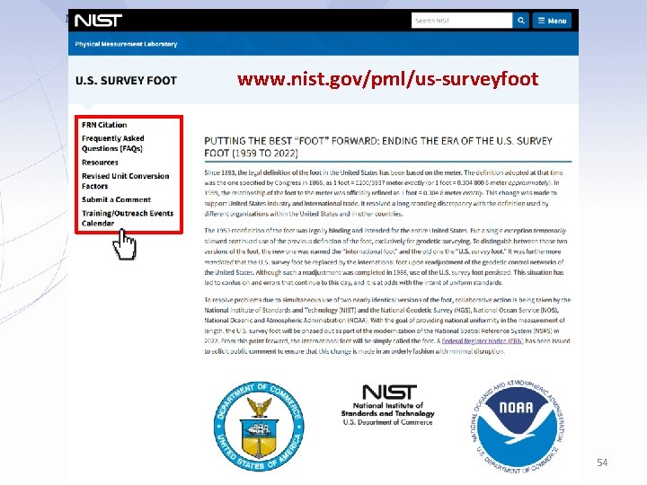 www. nist. gov/pml/us-surveyfoot 54 www. nist. gov/pml/us-surveyfoot 54