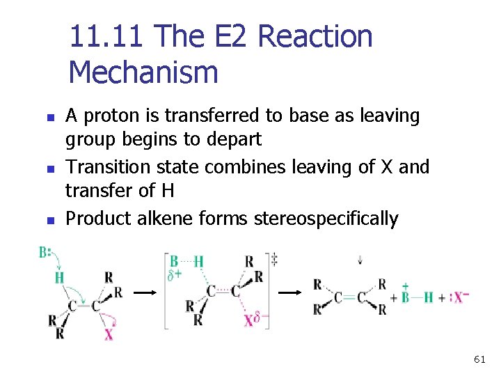 11. 11 The E 2 Reaction Mechanism n n n A proton is transferred