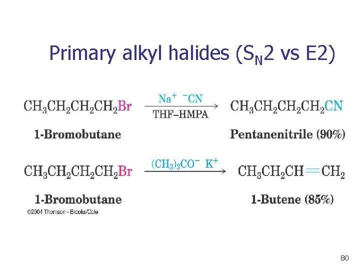 Primary alkyl halides (SN 2 vs E 2) 80 