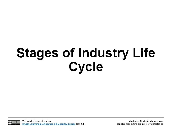 Stages of Industry Life Cycle This work is licensed under a Creative Commons Attribution