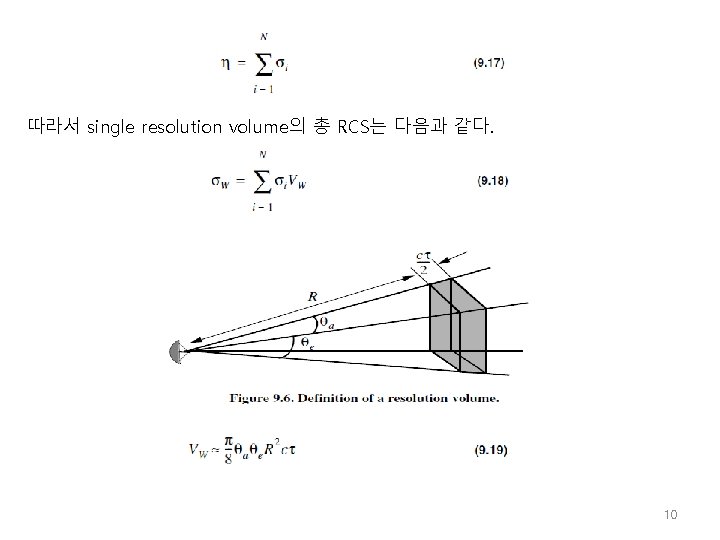 따라서 single resolution volume의 총 RCS는 다음과 같다. 10 