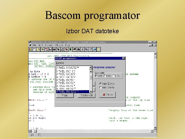 Bascom programator Izbor DAT datoteke 